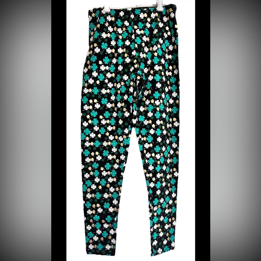 No Boundaries Jrs 3-5 St PADDYS DAY LEGGINGS GREEN GOLD WHITE SHAMROCKS